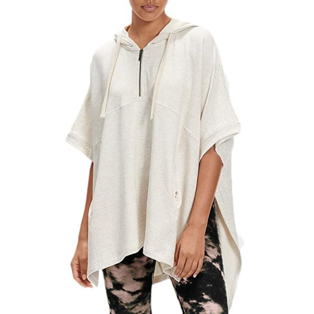 NEW UGG Anissa Lounge Pocket Poncho Hoodie Fleece Off White